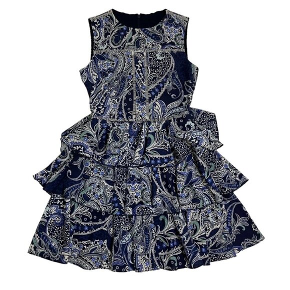 Cynthia Rowley Dresses & Skirts - Cynthia Rowley dress women's XS blue white mini layered ruffles zip sleeveless